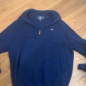 Vineyard Vines Navy Cotton QZip Sweater